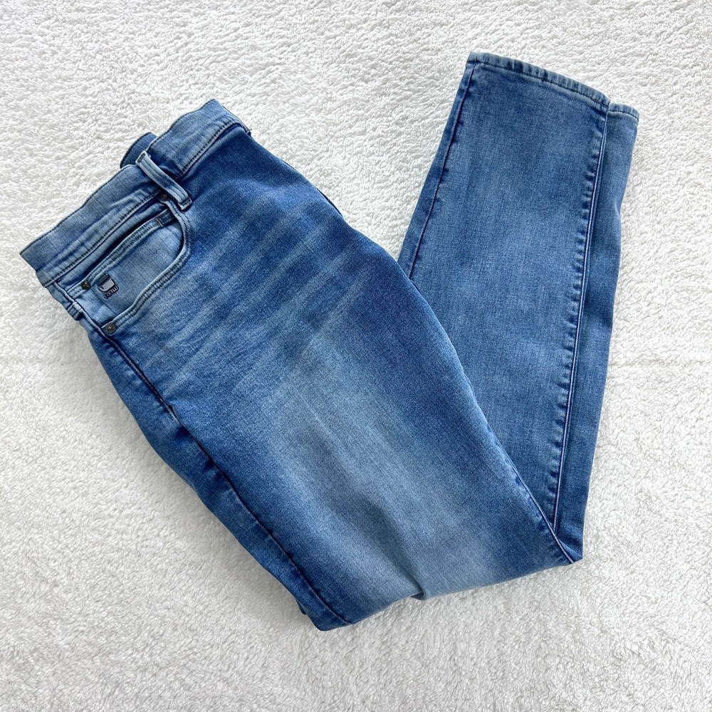 G-Star Original Jeans Mens 40X 33 Light Blue Raw Stretch Skinny - INSEAM ALTERED